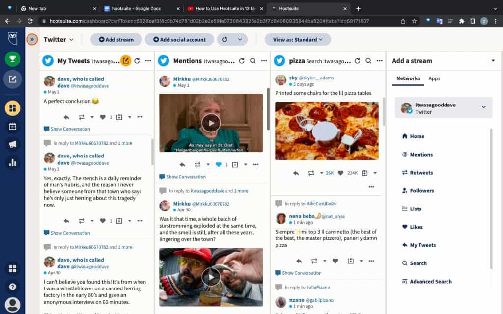 Hootsuite's dashboard