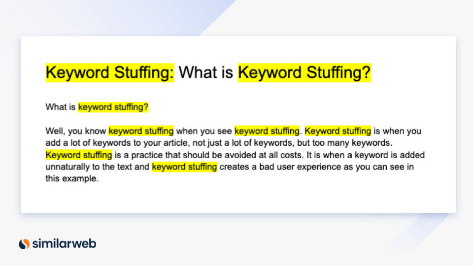 A paragraph of text about keyword stuffing stuffed with as many mentions of 'keyword stuffing' as possible. 